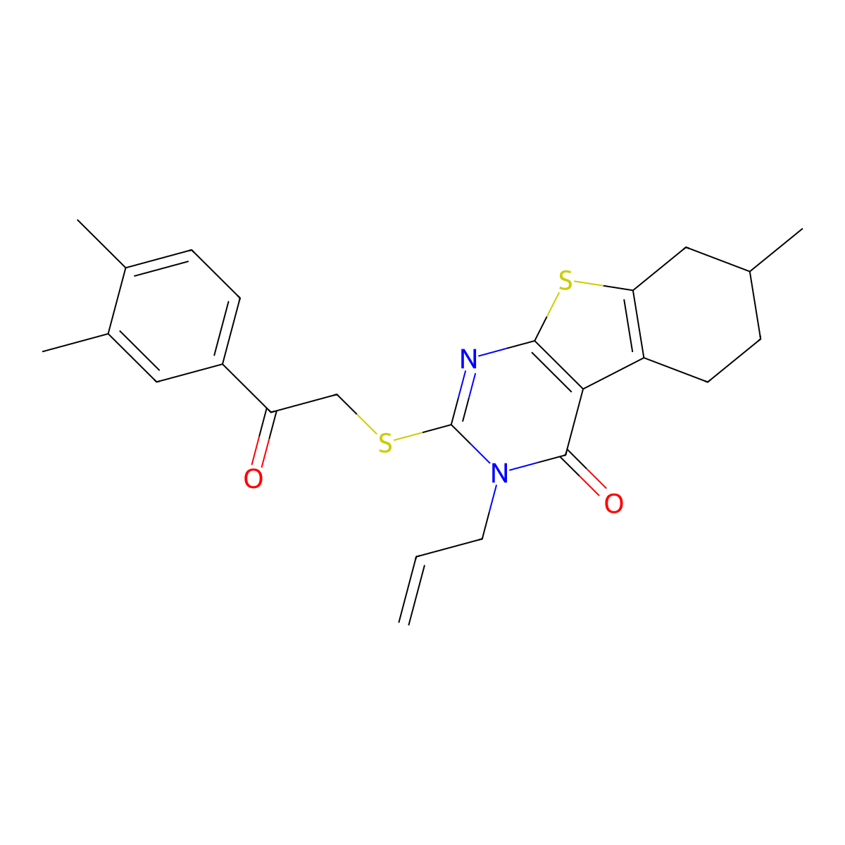 5-{[2-(3,4-Dimethylphenyl)-2-oxoethyl]sulfanyl}-11-methyl-4-(prop-2-en-1-yl)-8-thia-4,6-diazatricyclo[7.4.0.0^{2,7}]trideca-1(9),2(7),5-trien-3-one molecular structure, CAS 690646-28-7