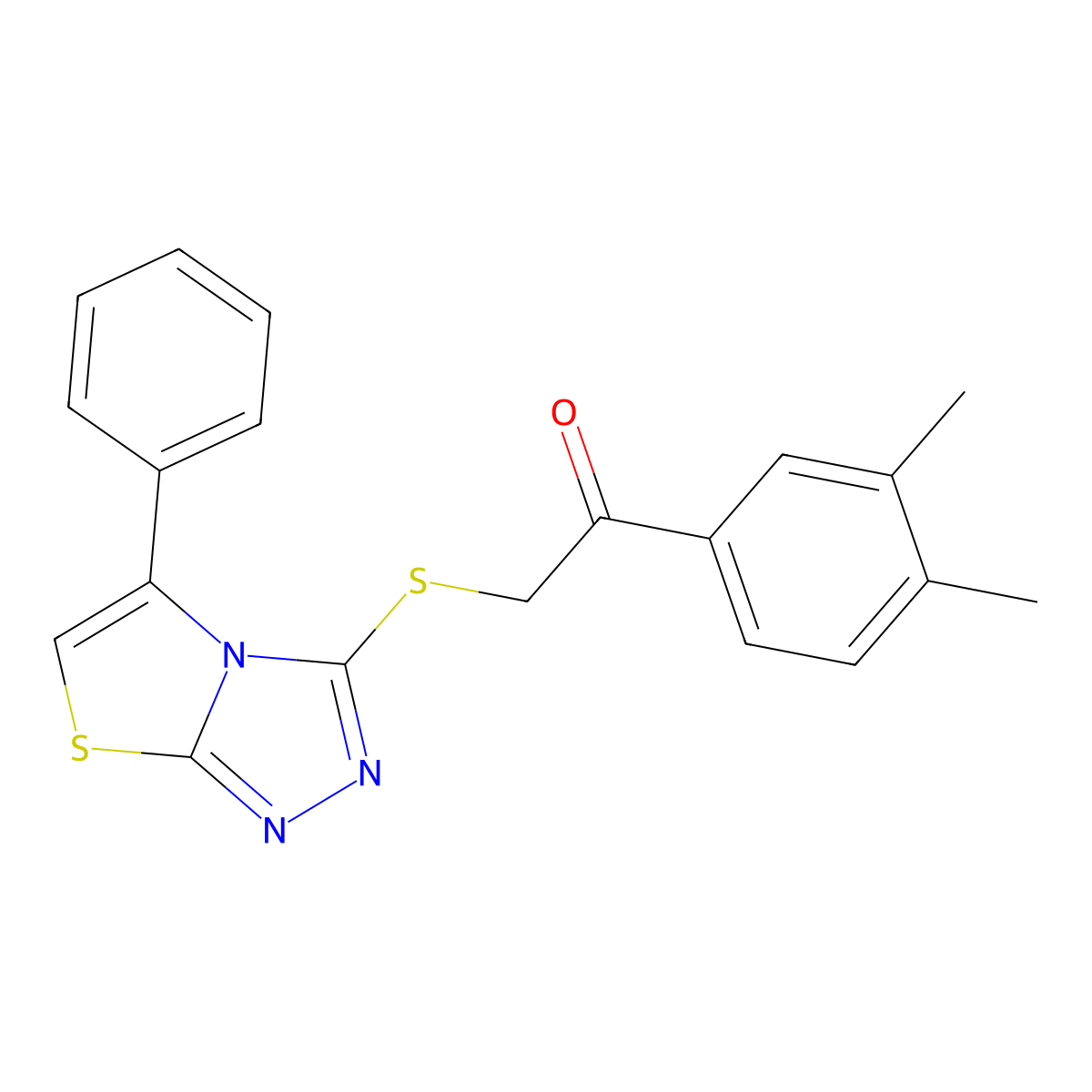 1-(3,4-Dimethylphenyl)-2-((5-phenylthiazolo[2,3-c][1,2,4]triazol-3-yl)thio)ethanone molecular structure, CAS 690646-40-3