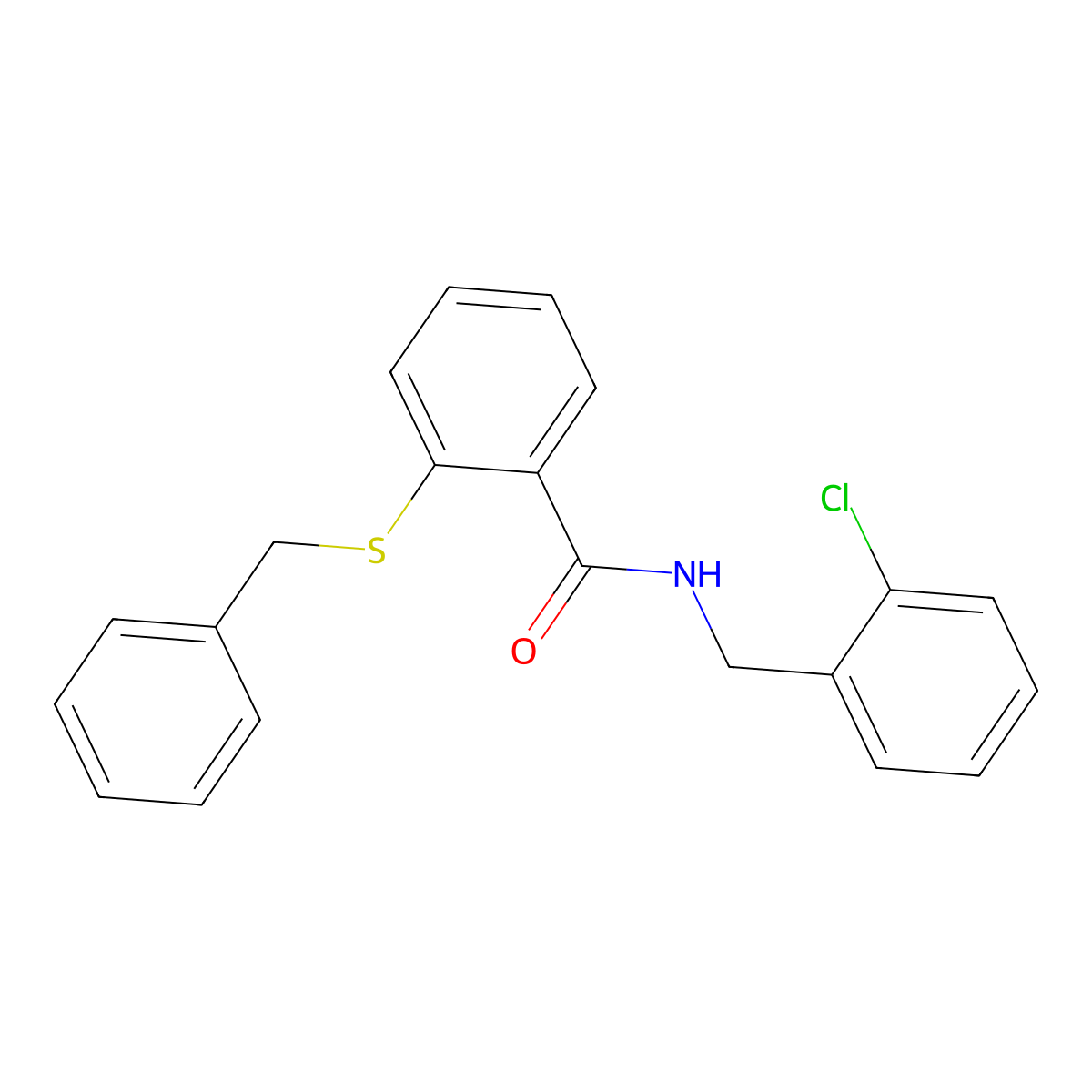 2-(benzylthio)-N-(2-chlorobenzyl)benzamide molecular structure, CAS 690646-51-6