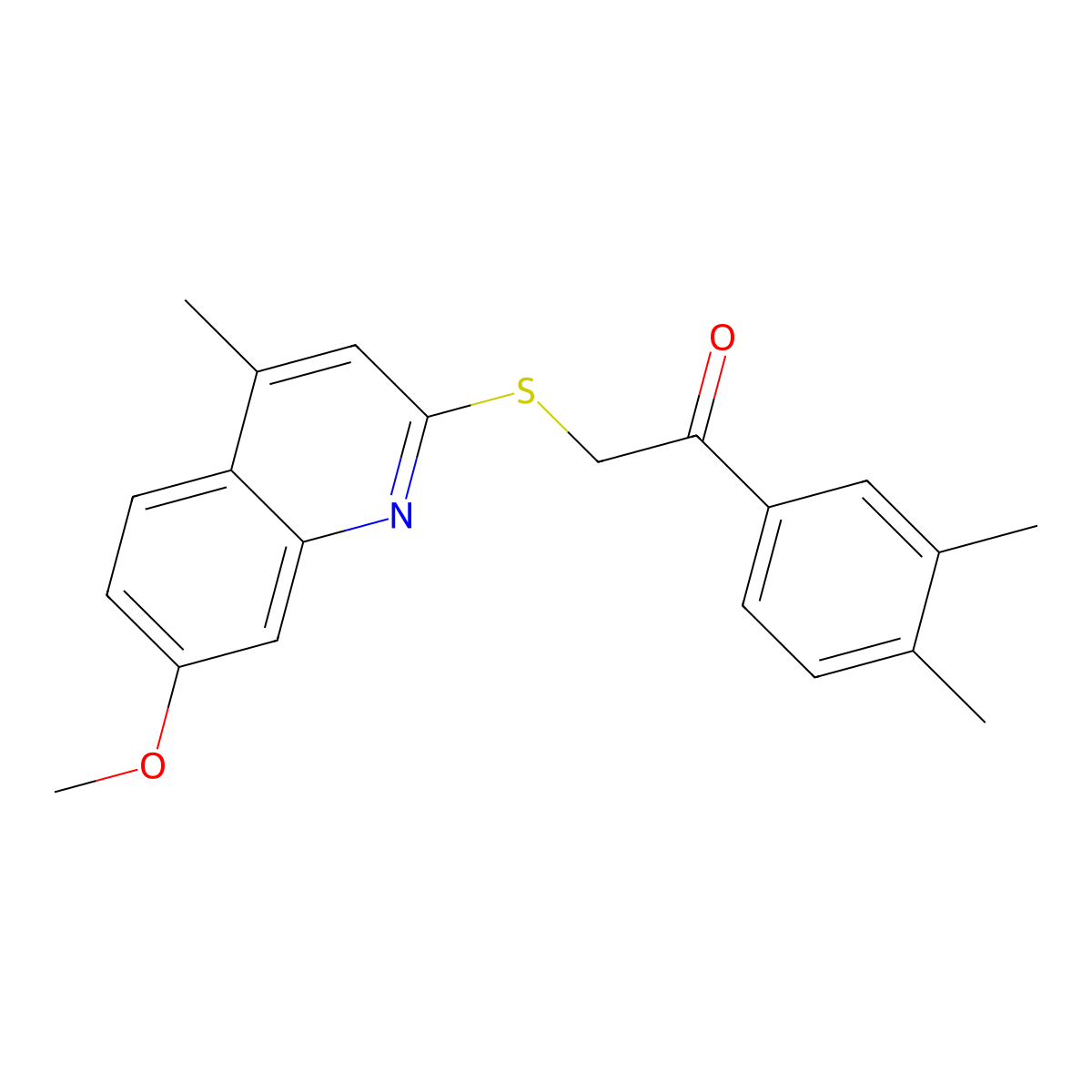 1-(3,4-Dimethylphenyl)-2-(7-methoxy-4-methylquinolin-2-yl)sulfanylethanone molecular structure, CAS 690646-54-9