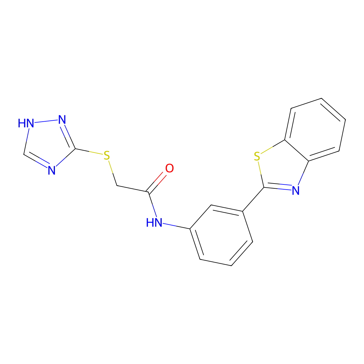 N-[3-(1,3-benzothiazol-2-yl)phenyl]-2-(1H-1,2,4-triazol-3-ylsulfanyl)acetamide molecular structure, CAS 690646-58-3