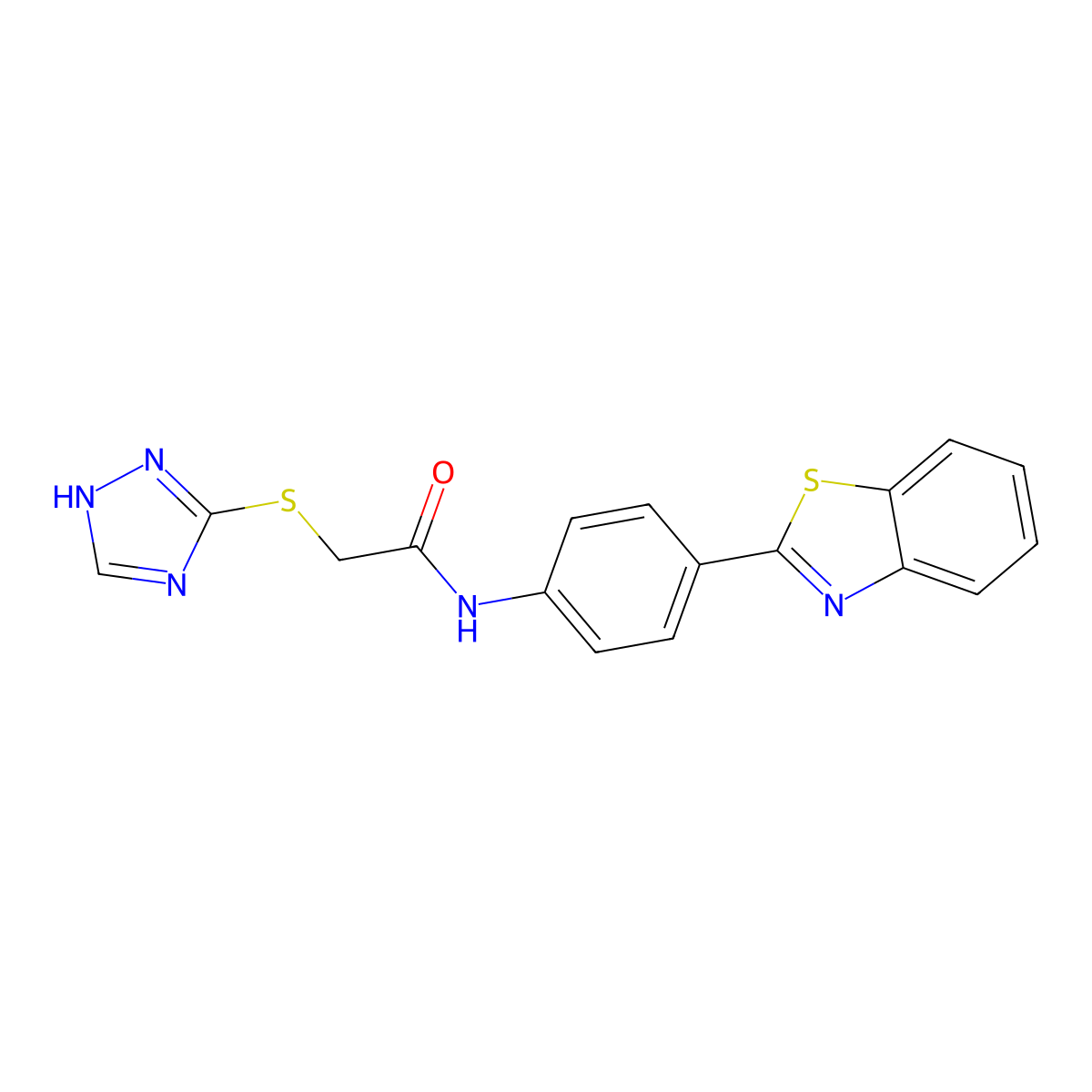 N-[4-(1,3-benzothiazol-2-yl)phenyl]-2-(1H-1,2,4-triazol-3-ylsulfanyl)acetamide molecular structure, CAS 690646-60-7