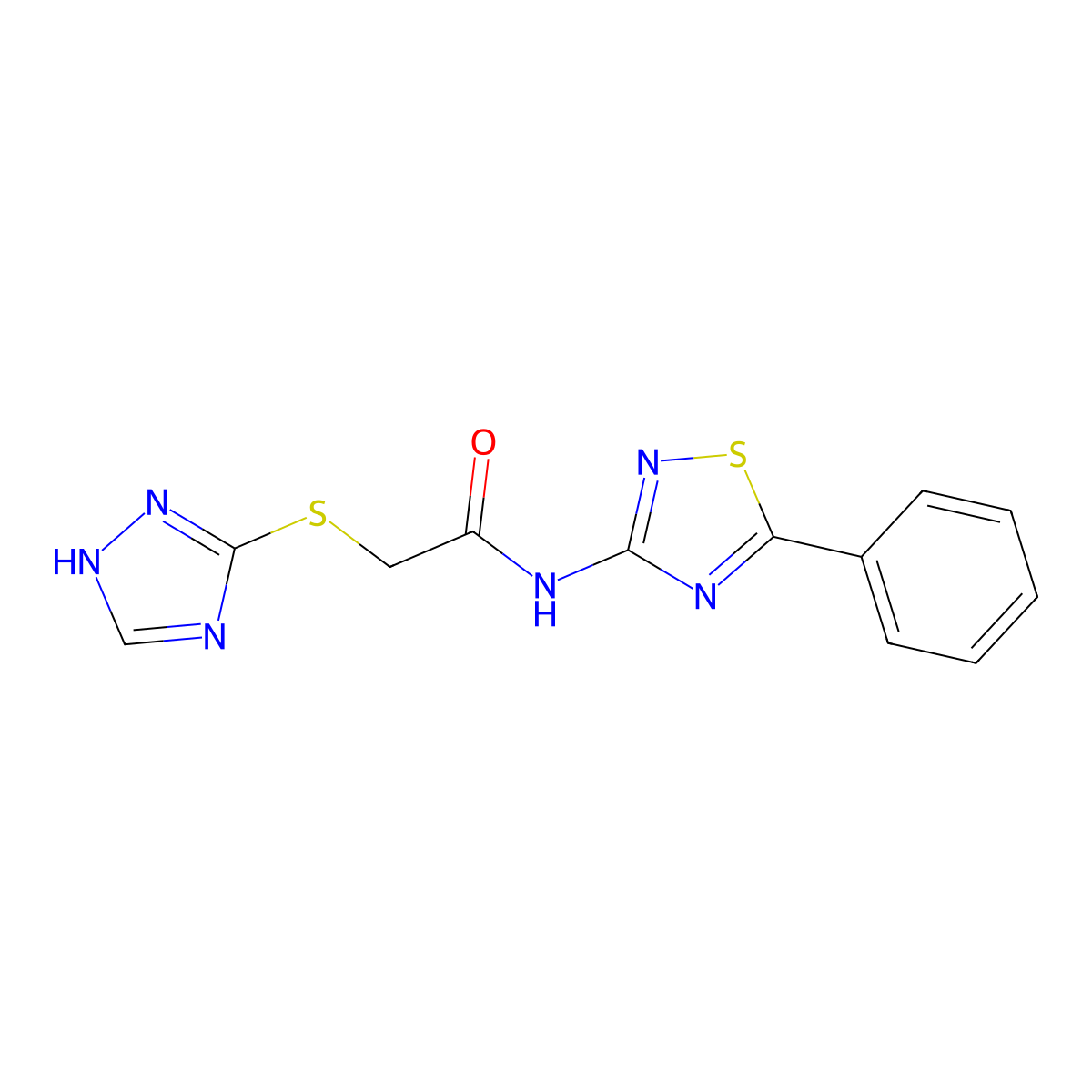 N-(5-phenyl-1,2,4-thiadiazol-3-yl)-2-(1H-1,2,4-triazol-3-ylsulfanyl)acetamide molecular structure, CAS 690646-64-1