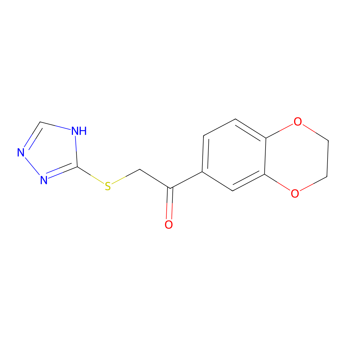 1-(2,3-dihydro-1,4-benzodioxin-6-yl)-2-(1H-1,2,4-triazol-3-ylsulfanyl)ethanone molecular structure, CAS 690646-70-9