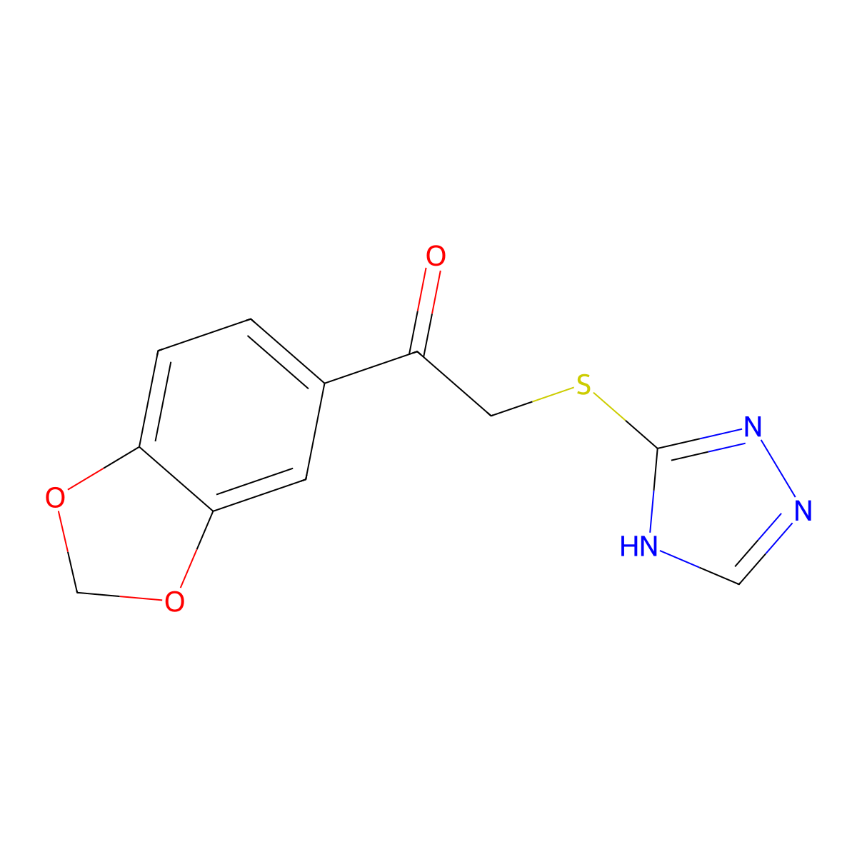 1-(1,3-benzodioxol-5-yl)-2-(1H-1,2,4-triazol-3-ylthio)ethanone molecular structure, CAS 690646-72-1