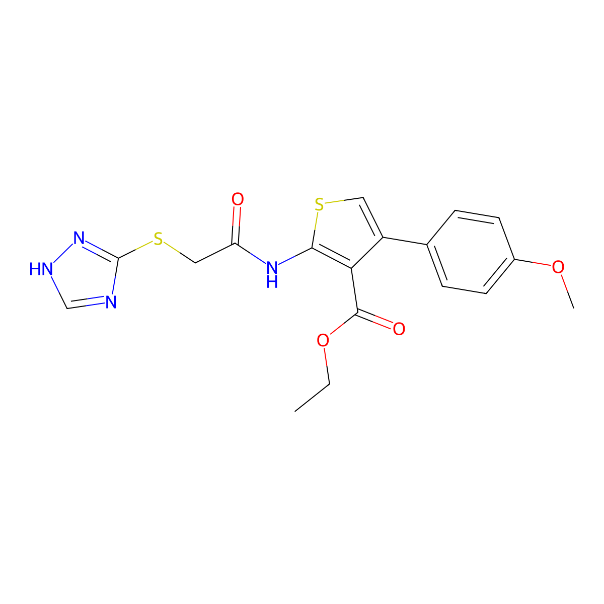 ethyl 2-(2-((1H-1,2,4-triazol-3-yl)thio)acetamido)-4-(4-methoxyphenyl)thiophene-3-carboxylate molecular structure, CAS 690646-88-9