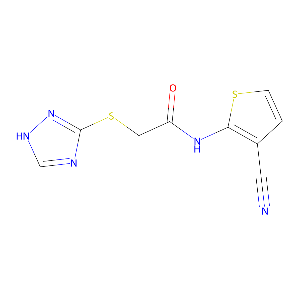 N-(3-cyano-2-thienyl)-2-(1H-1,2,4-triazol-3-ylthio)acetamide molecular structure, CAS 690646-92-5