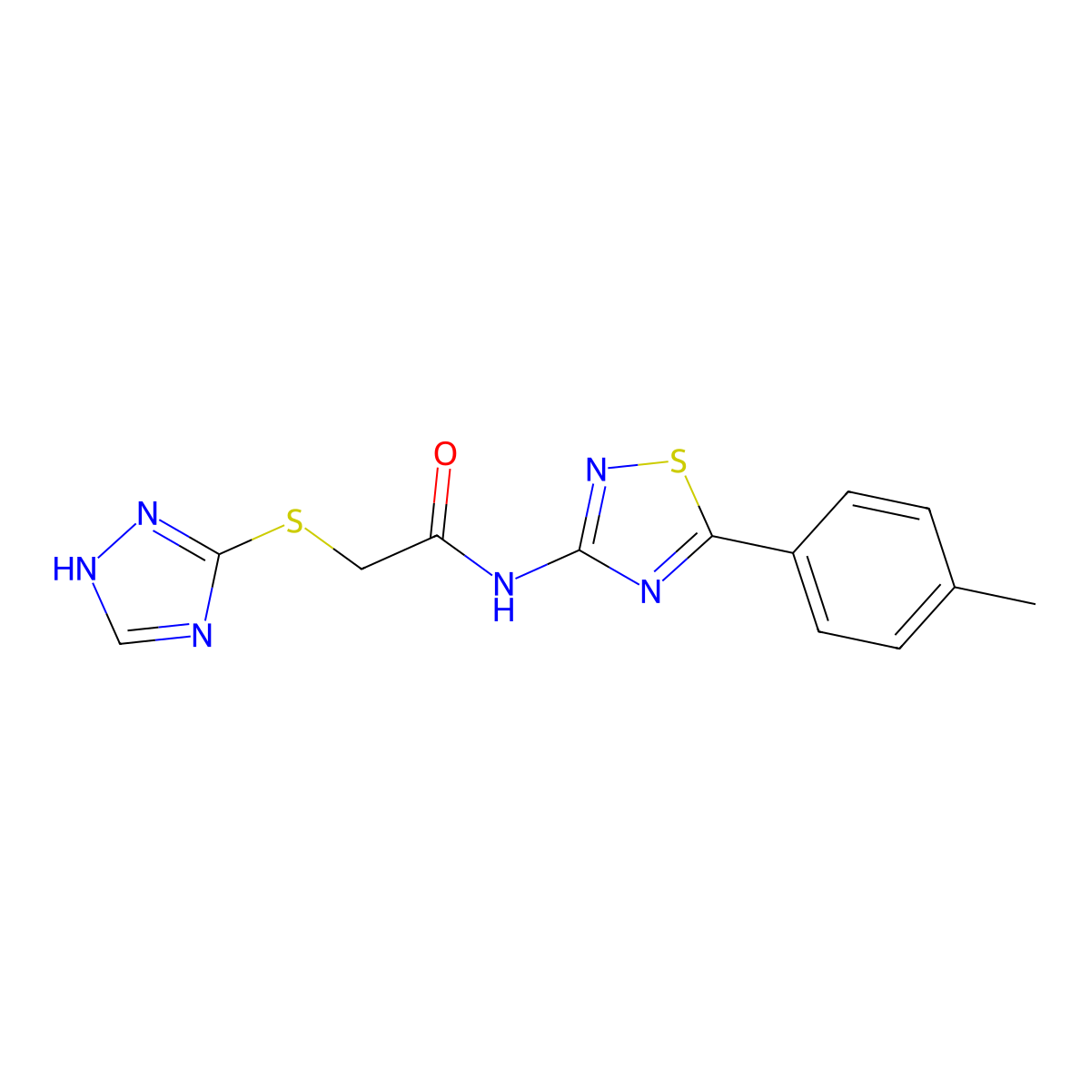 N-[5-(4-methylphenyl)-1,2,4-thiadiazol-3-yl]-2-(1H-1,2,4-triazol-5-ylsulfanyl)acetamide molecular structure, CAS 690647-21-3
