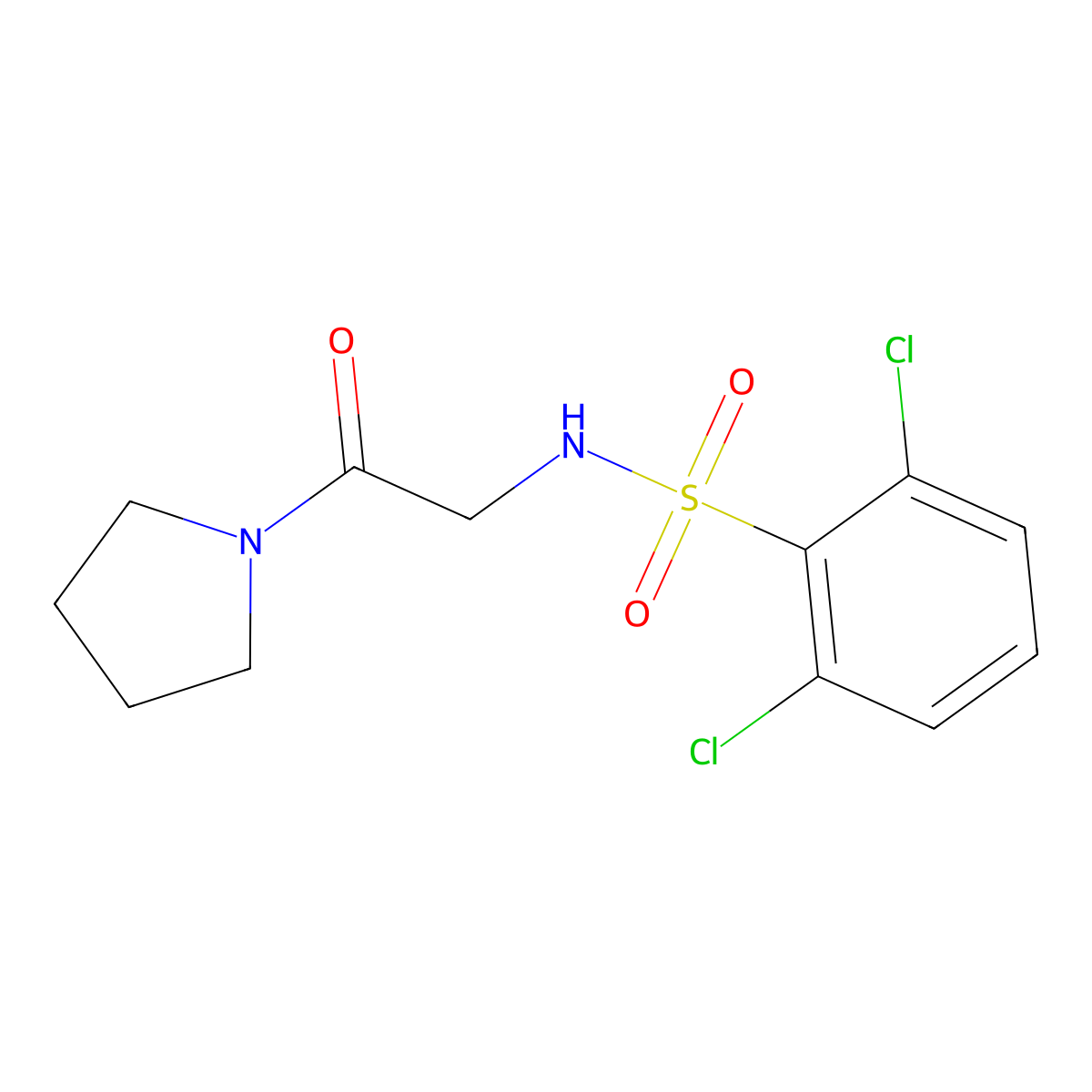 2,6-dichloro-N-(2-oxo-2-(pyrrolidin-1-yl)ethyl)benzenesulfonamide molecular structure, CAS 690647-27-9