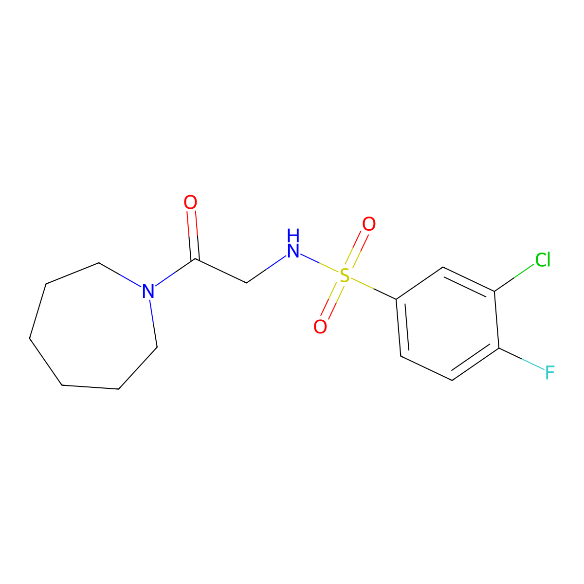N-[2-(1-azepanyl)-2-oxoethyl]-3-chloro-4-fluorobenzenesulfonamide molecular structure, CAS 690647-43-9