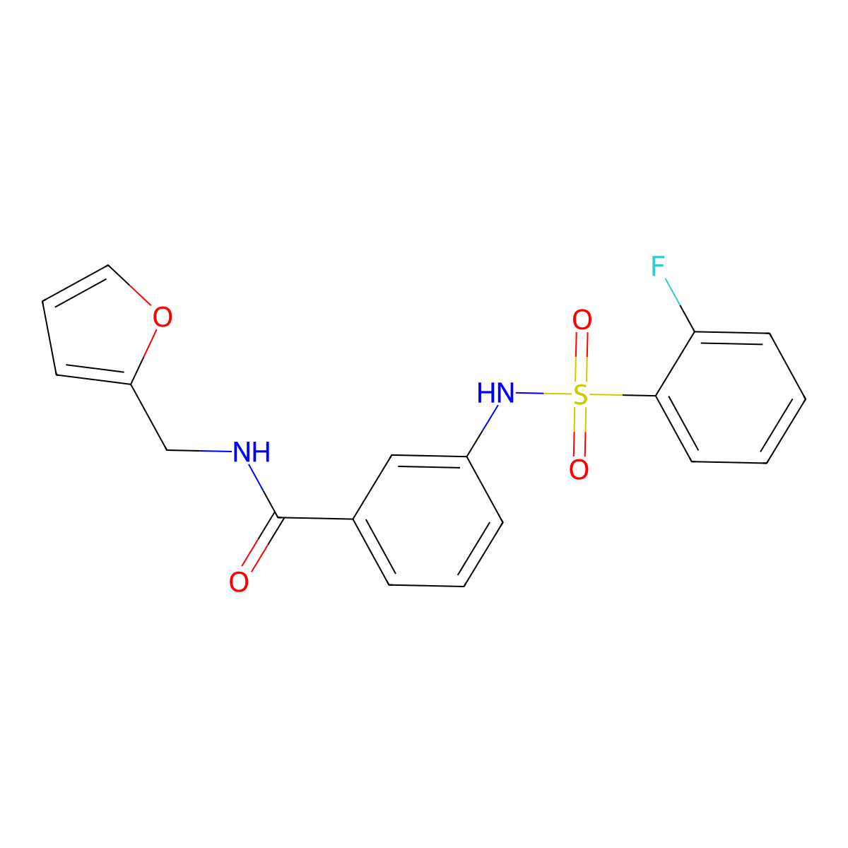 3-(2-fluorophenylsulfonamido)-N-(furan-2-ylmethyl)benzamide molecular structure, CAS 690647-49-5