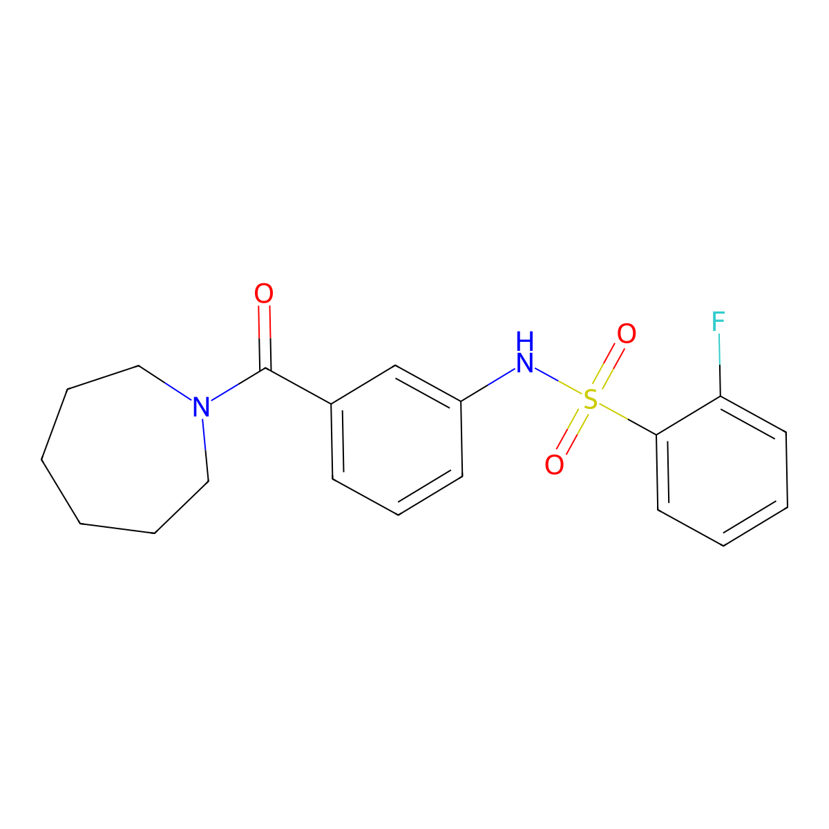N-(3-(azepane-1-carbonyl)phenyl)-2-fluorobenzenesulfonamide molecular structure, CAS 690647-51-9