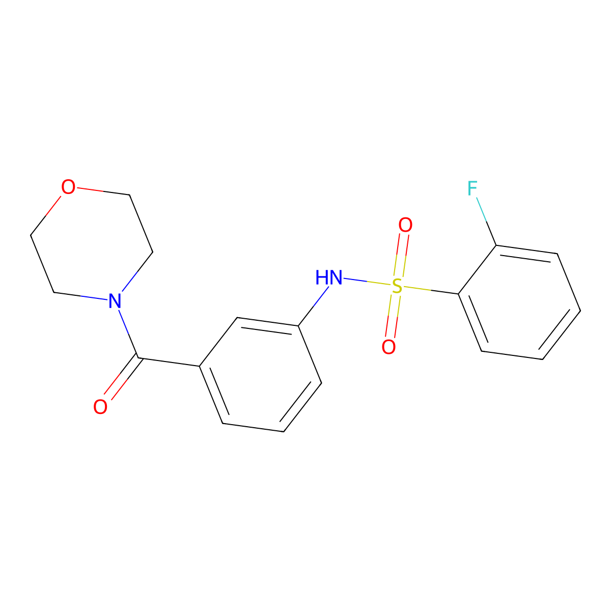 2-fluoro-N-[3-(morpholine-4-carbonyl)phenyl]benzene-1-sulfonamide molecular structure, CAS 690647-53-1