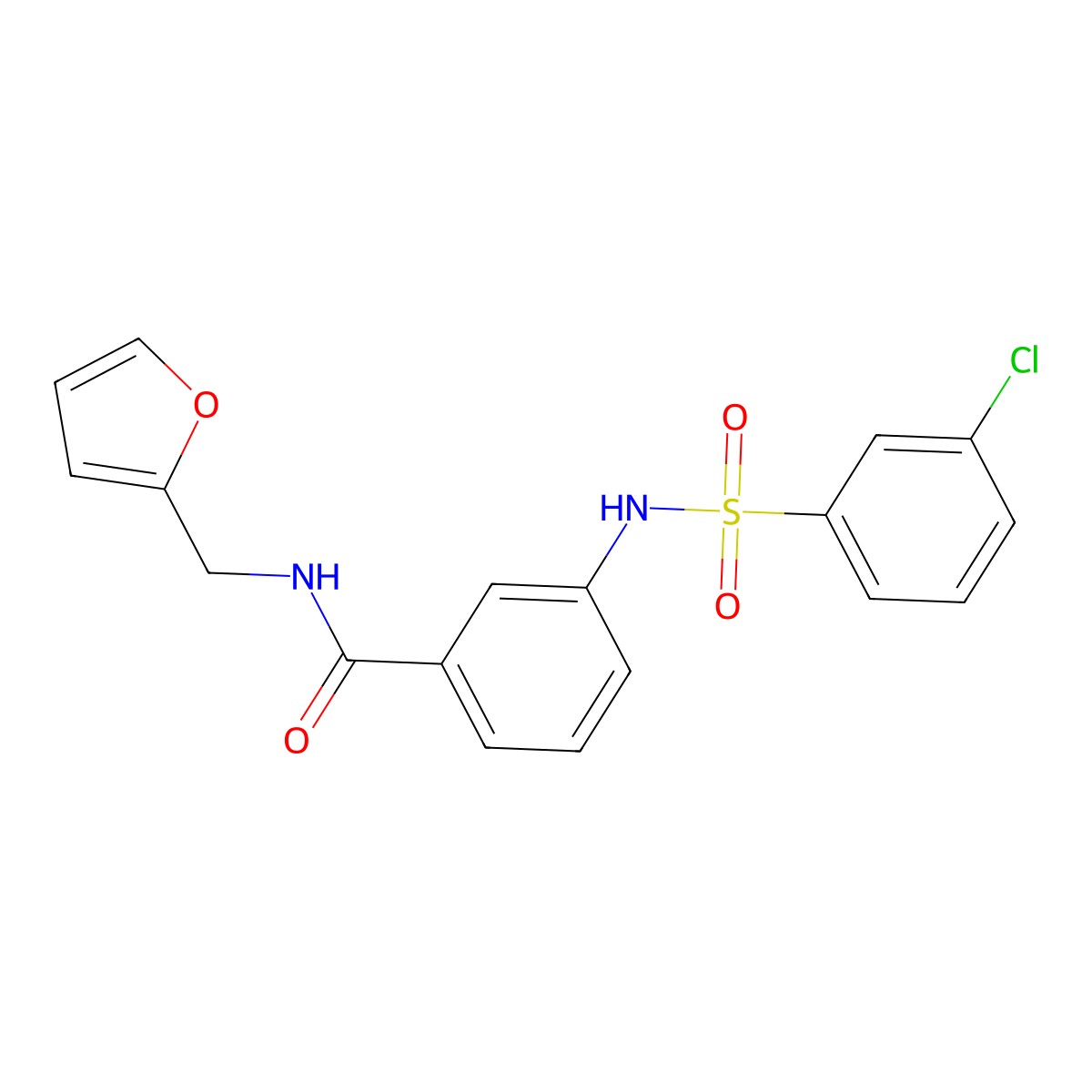 3-[(3-chlorophenyl)sulfonylamino]-N-(furan-2-ylmethyl)benzamide molecular structure, CAS 690647-64-4