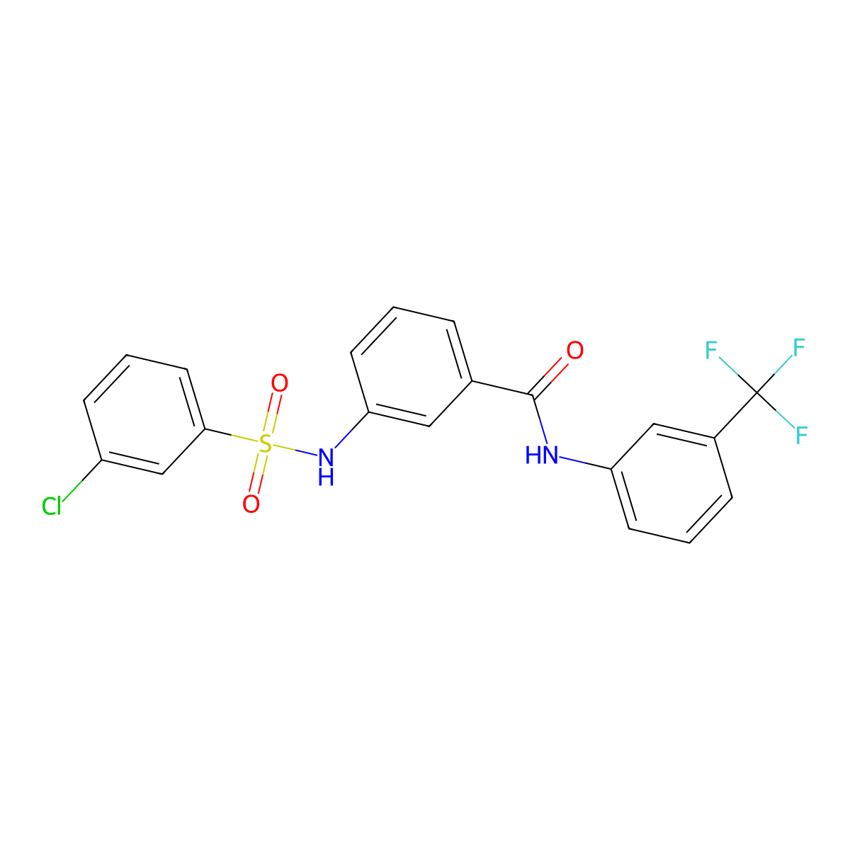 3-(3-chlorobenzenesulfonamido)-N-[3-(trifluoromethyl)phenyl]benzamide molecular structure, CAS 690647-66-6