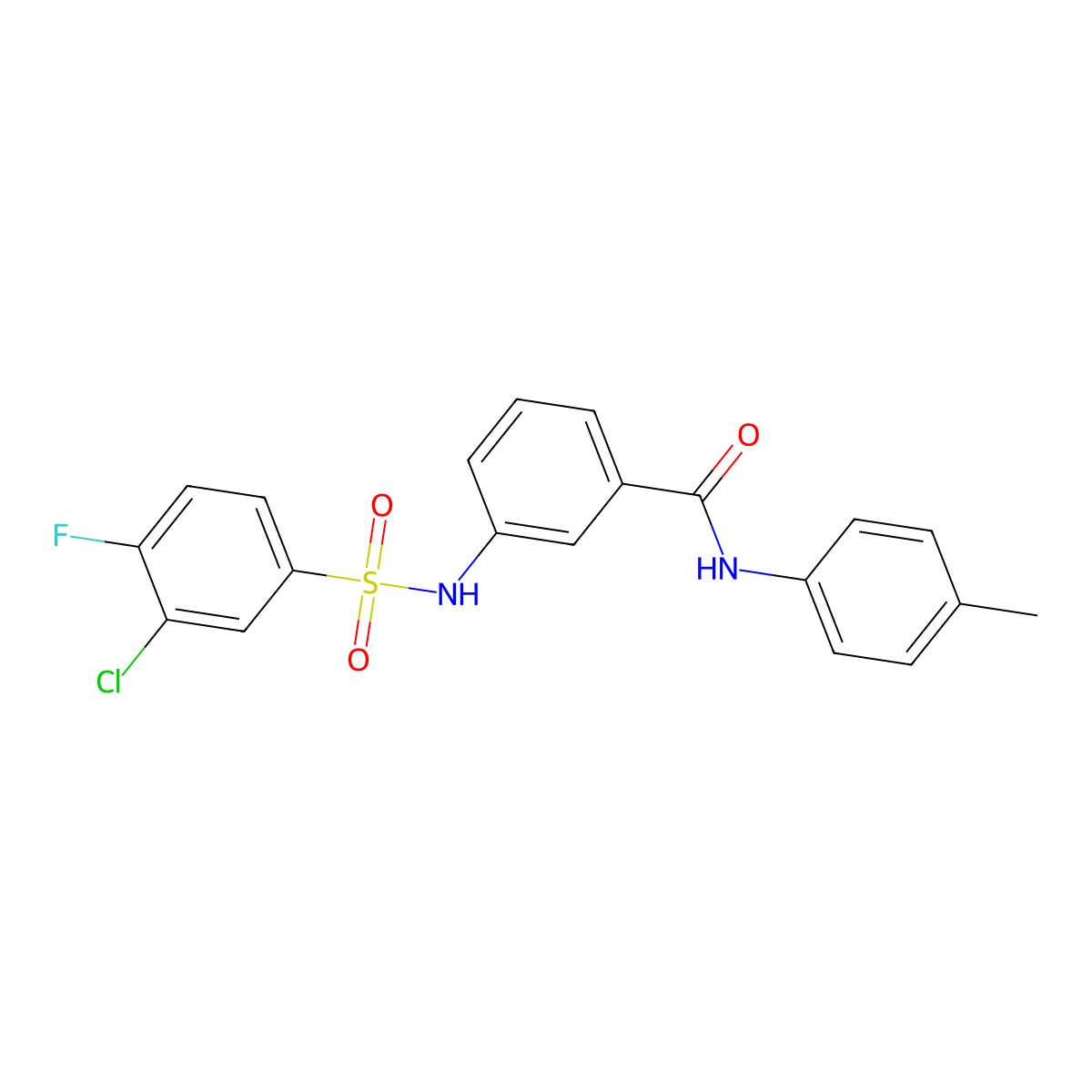 3-[(3-chloro-4-fluorophenyl)sulfonylamino]-N-(4-methylphenyl)benzamide molecular structure, CAS 690647-74-6