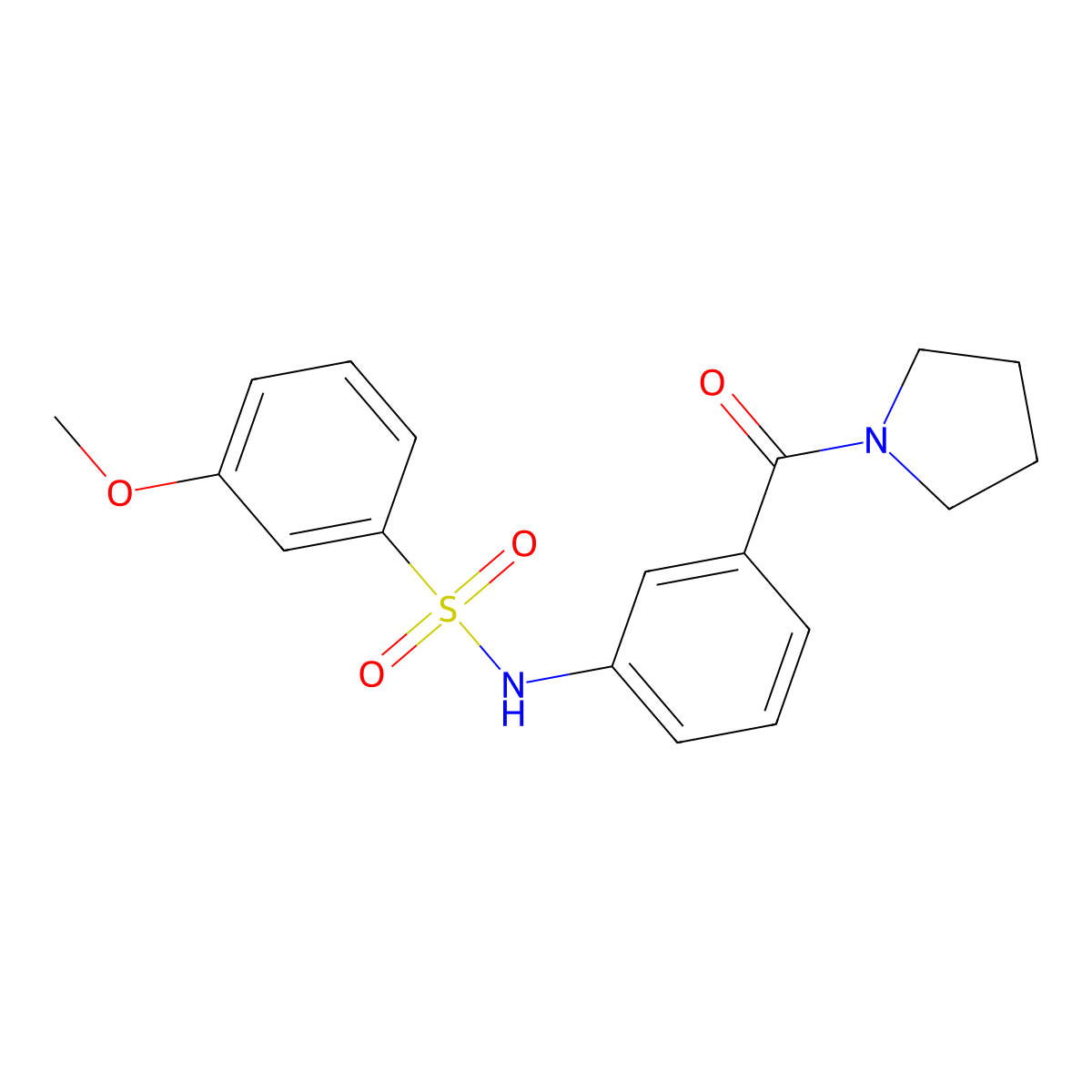 3-methoxy-N-[3-(pyrrolidine-1-carbonyl)phenyl]benzenesulfonamide molecular structure, CAS 690647-82-6