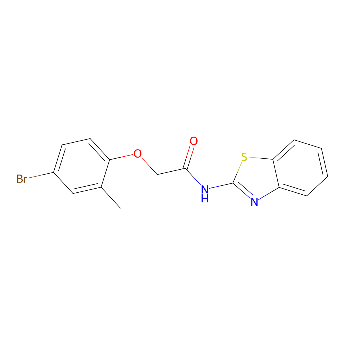 N-(1,3-benzothiazol-2-yl)-2-(4-bromo-2-methylphenoxy)acetamide molecular structure, CAS 690648-95-4