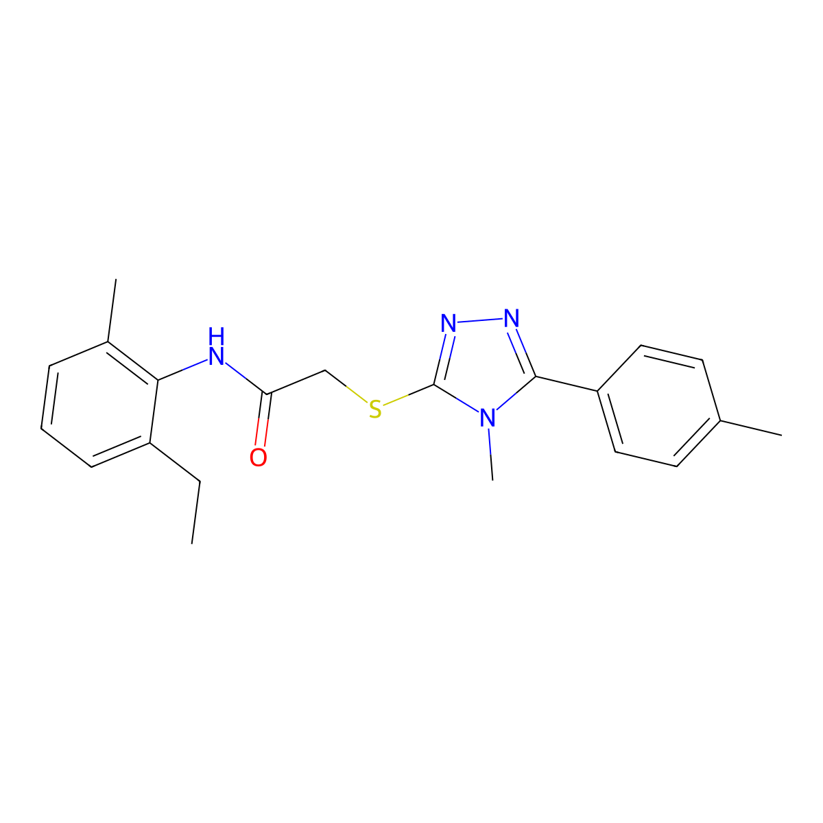 N-(2-ethyl-6-methylphenyl)-2-[[4-methyl-5-(4-methylphenyl)-1,2,4-triazol-3-yl]sulfanyl]acetamide molecular structure, CAS 690649-05-9