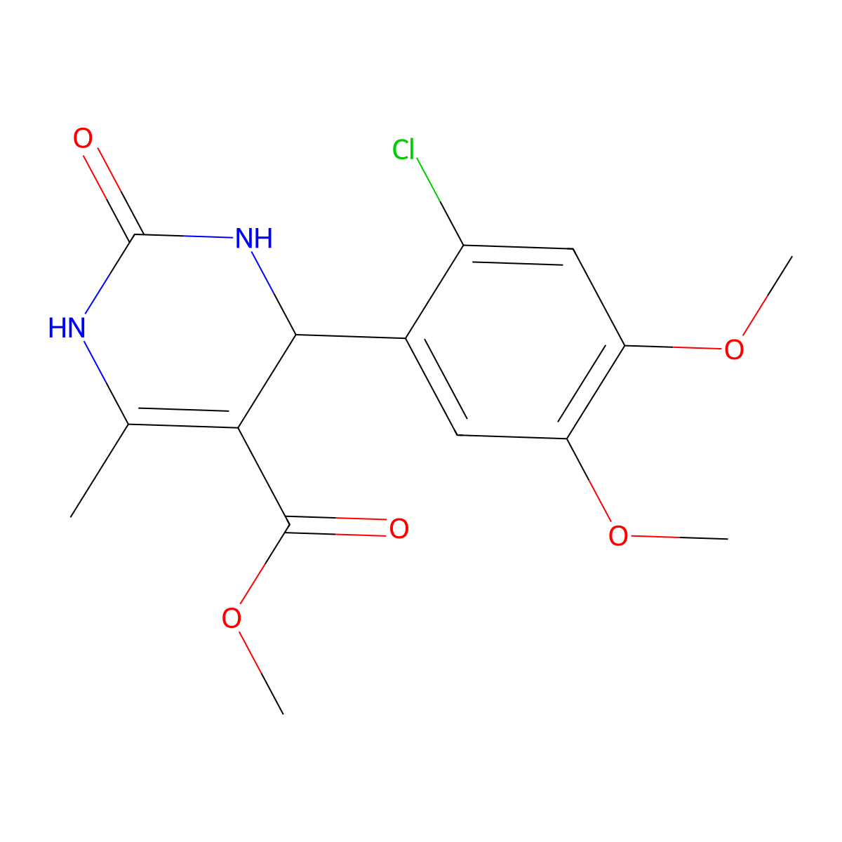 Methyl 4-(2-chloro-4,5-dimethoxyphenyl)-6-methyl-2-oxo-1,2,3,4-tetrahydropyrimidine-5-carboxylate molecular structure, CAS 690649-22-0