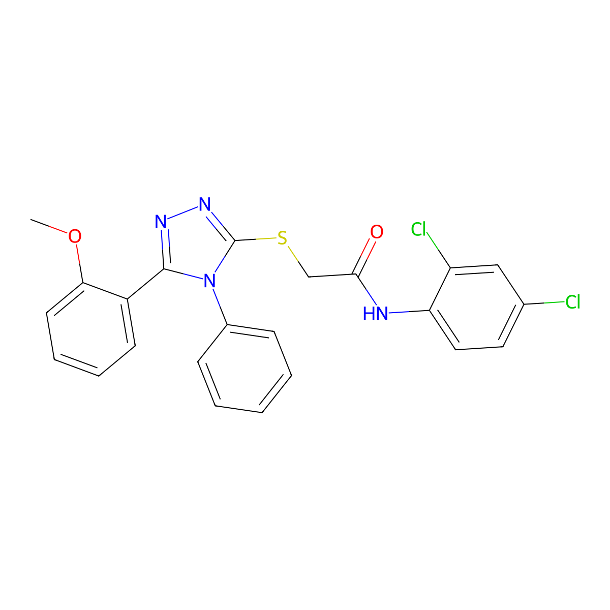 N-(2,4-dichlorophenyl)-2-[[5-(2-methoxyphenyl)-4-phenyl-1,2,4-triazol-3-yl]sulfanyl]acetamide molecular structure, CAS 690649-57-1