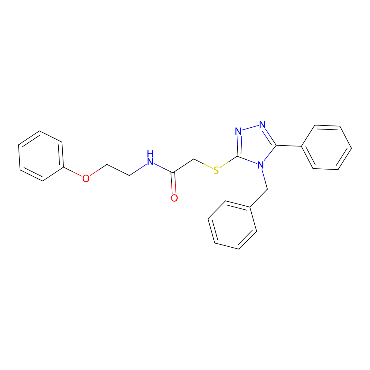 2-[(4-benzyl-5-phenyl-1,2,4-triazol-3-yl)sulfanyl]-N-(2-phenoxyethyl)acetamide molecular structure, CAS 690649-97-9