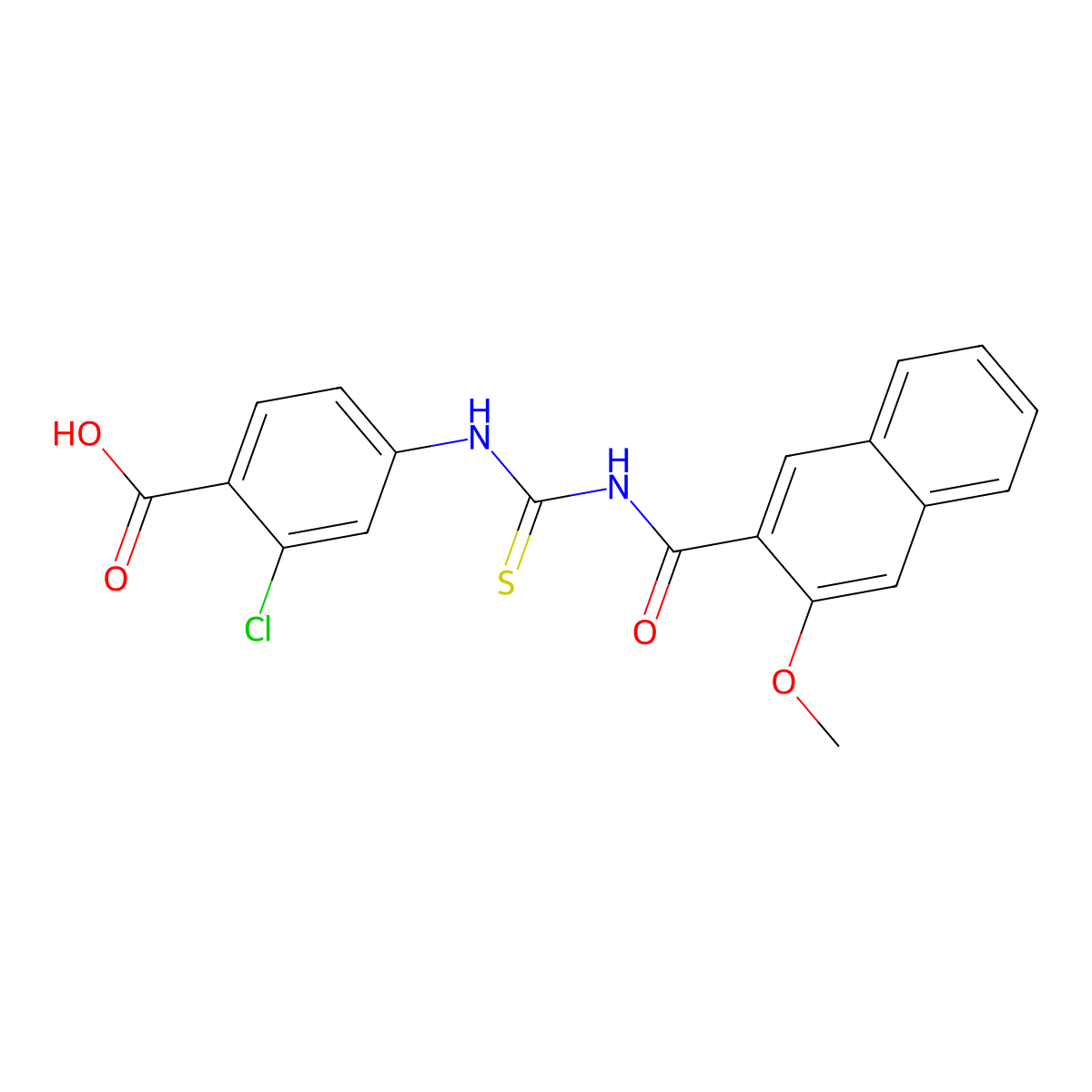 2-Chloro-4-({[(3-methoxynaphthalen-2-yl)carbonyl]carbamothioyl}amino)benzoic acid molecular structure, CAS 690650-78-3