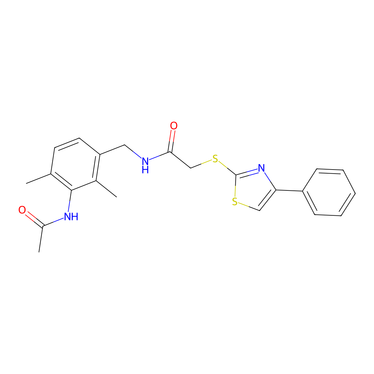 N-[(3-acetamido-2,4-dimethylphenyl)methyl]-2-[(4-phenyl-1,3-thiazol-2-yl)sulfanyl]acetamide molecular structure, CAS 690651-39-9