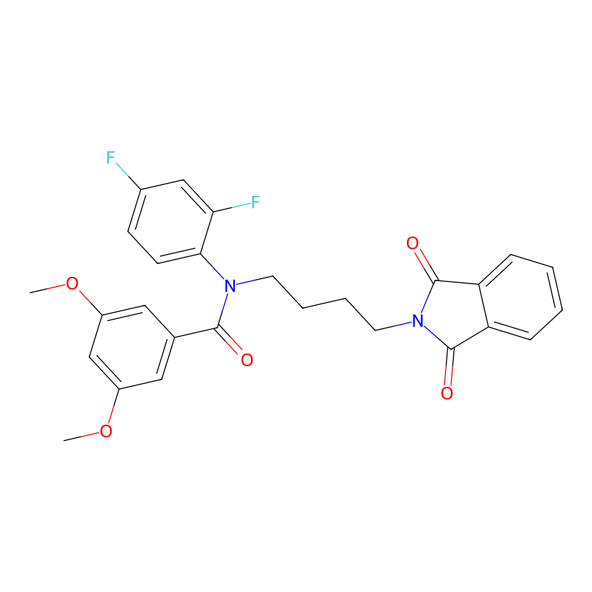N-(2,4-difluorophenyl)-N-(4-(1,3-dioxoisoindolin-2-yl)butyl)-3,5-dimethoxybenzamide molecular structure, CAS 690651-53-7