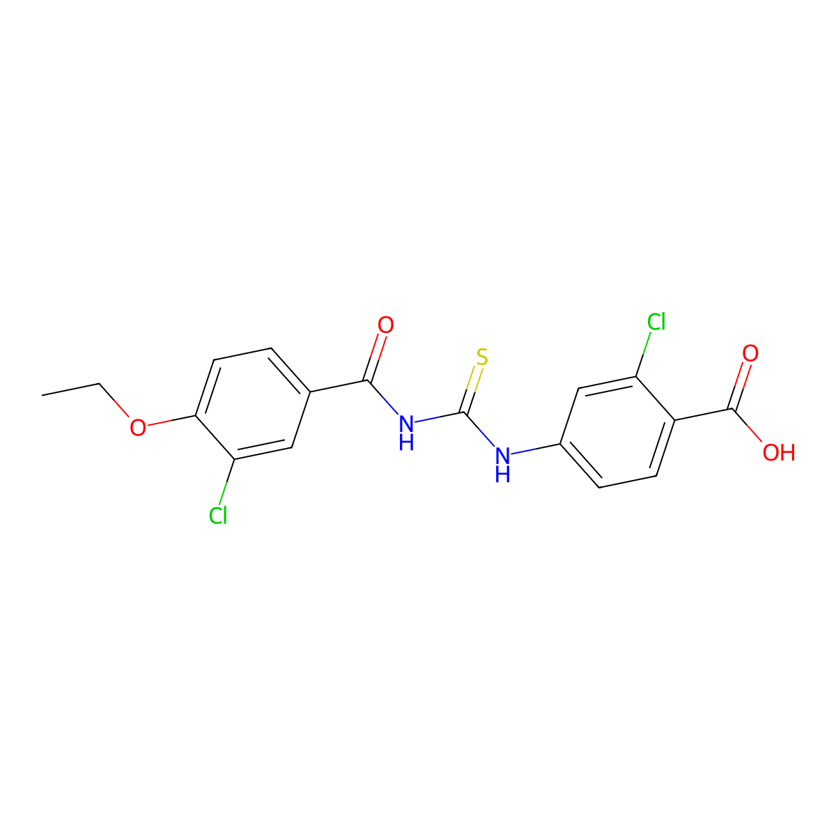 2-Chloro-4-({[(3-chloro-4-ethoxyphenyl)carbonyl]carbamothioyl}amino)benzoic acid molecular structure, CAS 690652-58-5