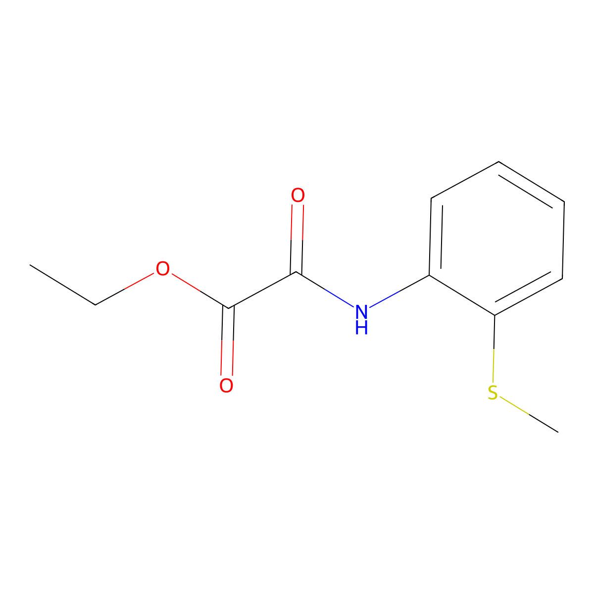 Ethyl 2-((2-(methylthio)phenyl)amino)-2-oxoacetate molecular structure, CAS 69066-10-0