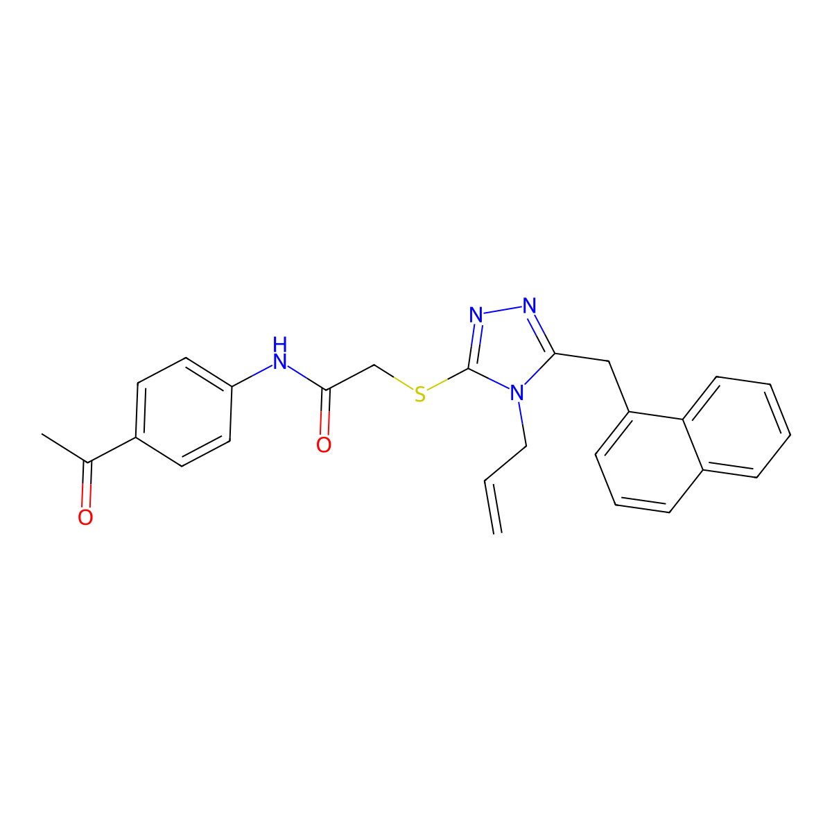 N-(4-acetylphenyl)-2-[[5-(naphthalen-1-ylmethyl)-4-prop-2-enyl-1,2,4-triazol-3-yl]sulfanyl]acetamide molecular structure, CAS 690667-46-0