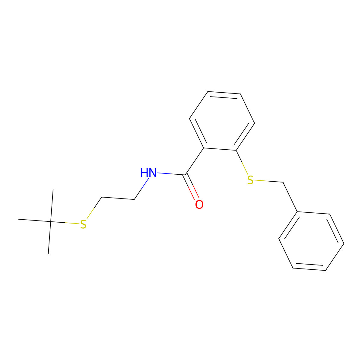 2-benzylsulfanyl-N-(2-tert-butylsulfanylethyl)benzamide molecular structure, CAS 690667-73-3