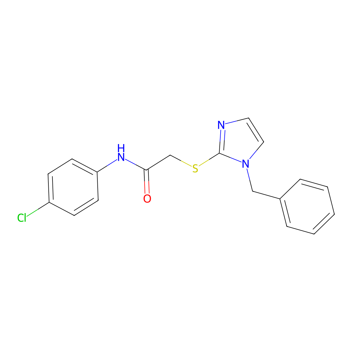 2-(1-benzylimidazol-2-yl)sulfanyl-N-(4-chlorophenyl)acetamide molecular structure, CAS 690668-09-8