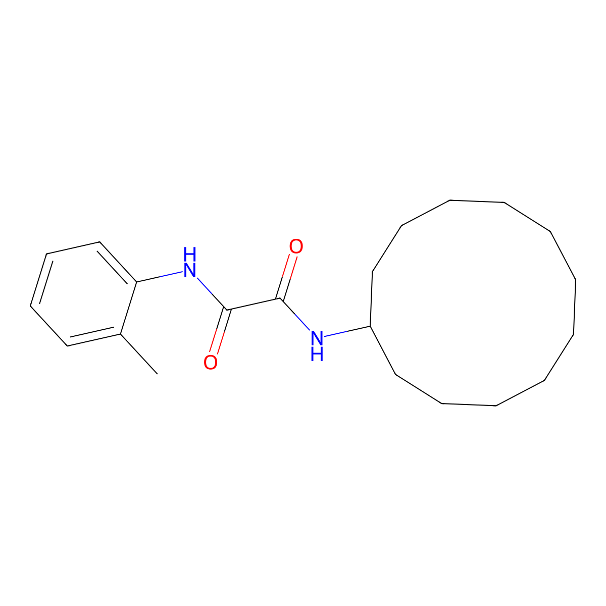 N-cyclododecyl-N'-(2-methylphenyl)oxamide molecular structure, CAS 690668-36-1