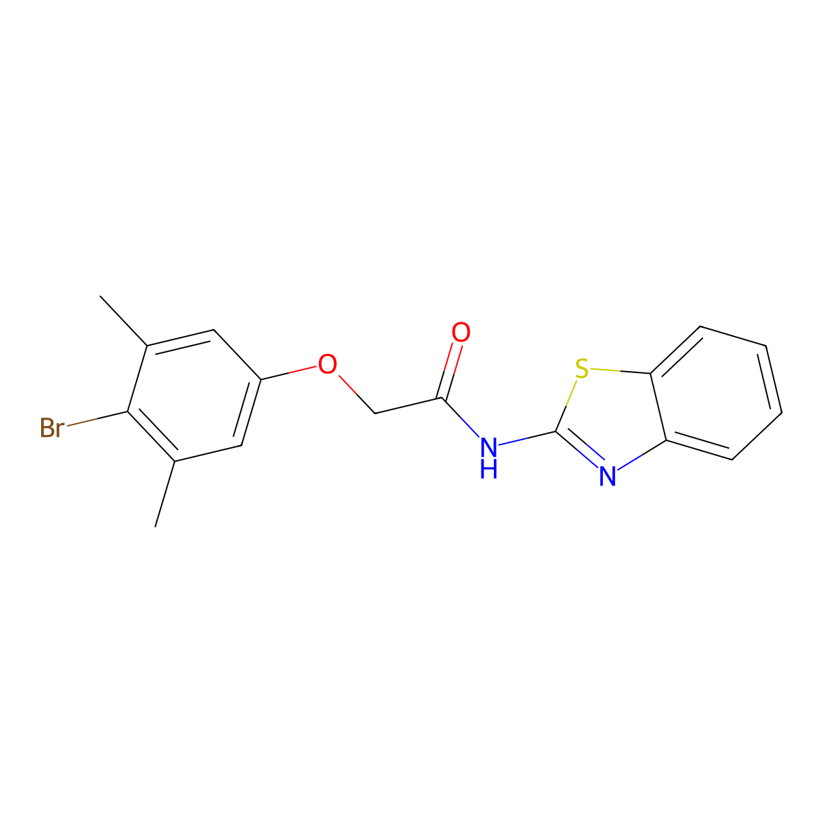 N-(1,3-benzothiazol-2-yl)-2-(4-bromo-3,5-dimethylphenoxy)acetamide molecular structure, CAS 690668-42-9