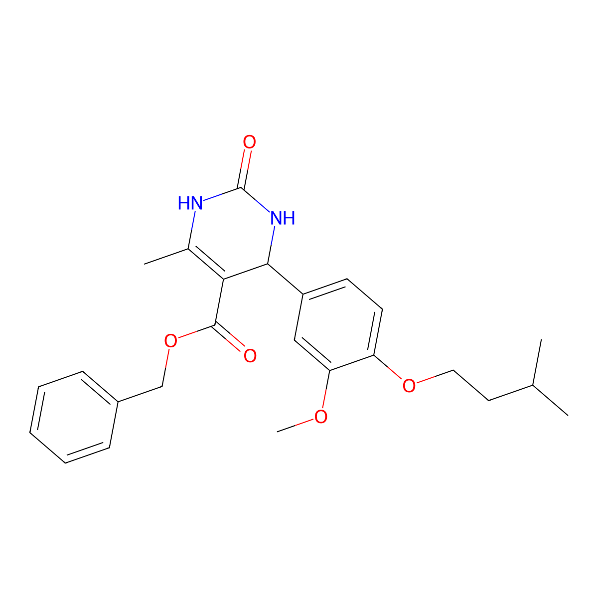 Benzyl 4-[3-methoxy-4-(3-methylbutoxy)phenyl]-6-methyl-2-oxo-1,2,3,4-tetrahydropyrimidine-5-carboxylate molecular structure, CAS 690668-77-0