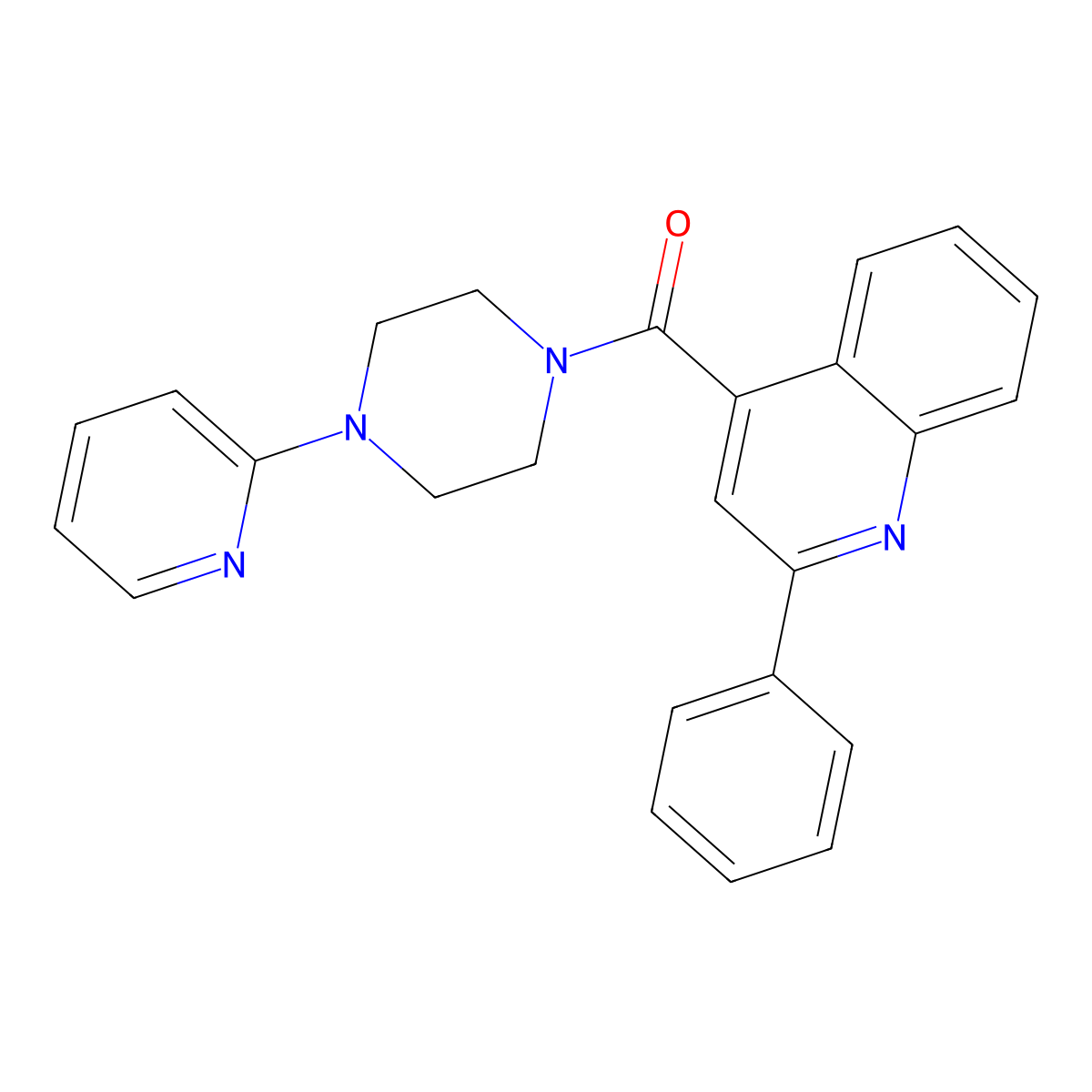 (2-Phenylquinolin-4-yl)(4-(pyridin-2-yl)piperazin-1-yl)methanone molecular structure, CAS 690669-04-6