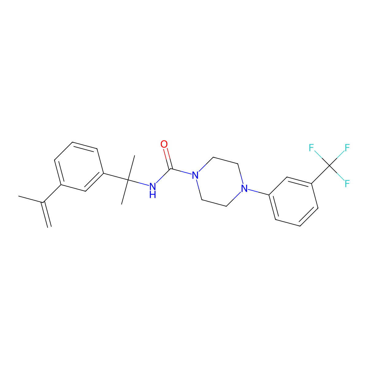 N-[2-(3-prop-1-en-2-ylphenyl)propan-2-yl]-4-[3-(trifluoromethyl)phenyl]piperazine-1-carboxamide molecular structure, CAS 690669-30-8