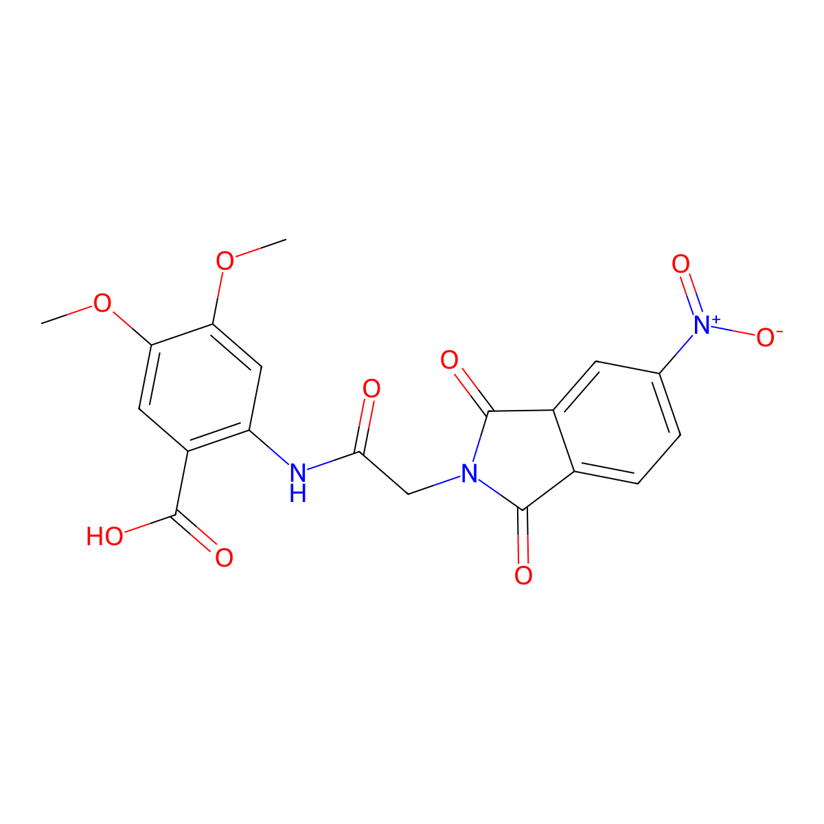 4,5-Dimethoxy-2-[[2-(5-nitro-1,3-dioxoisoindol-2-yl)acetyl]amino]benzoic acid molecular structure, CAS 690669-52-4