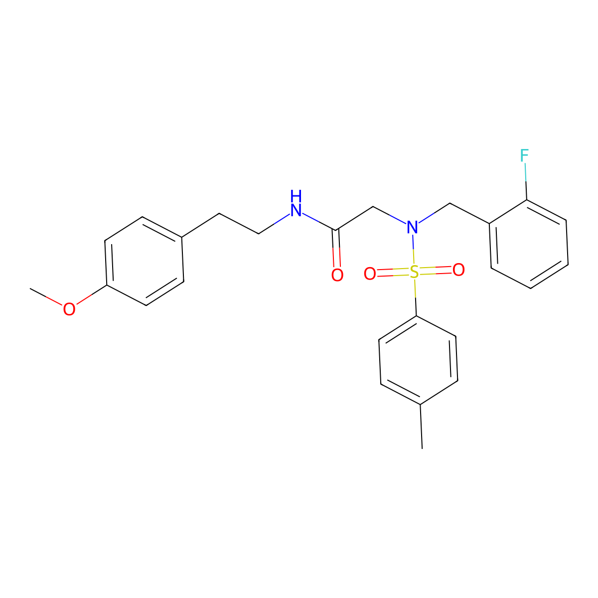 2-[(2-fluorophenyl)methyl-(4-methylphenyl)sulfonylamino]-N-[2-(4-methoxyphenyl)ethyl]acetamide molecular structure, CAS 690669-57-9