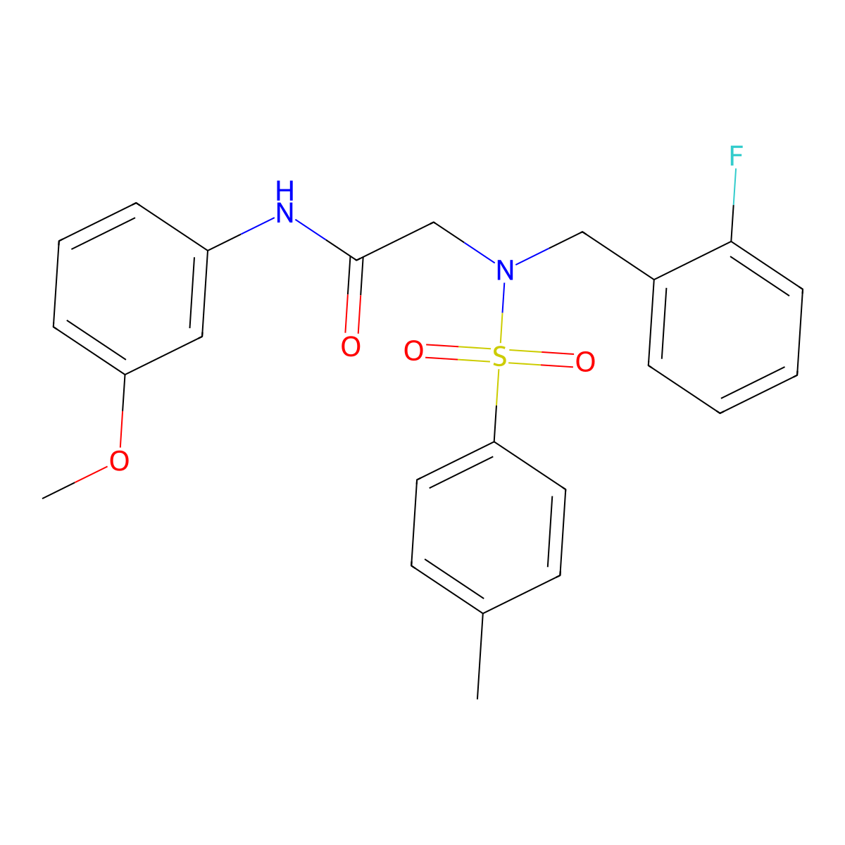 2-[(2-fluorophenyl)methyl-(4-methylphenyl)sulfonylamino]-N-(3-methoxyphenyl)acetamide molecular structure, CAS 690669-61-5