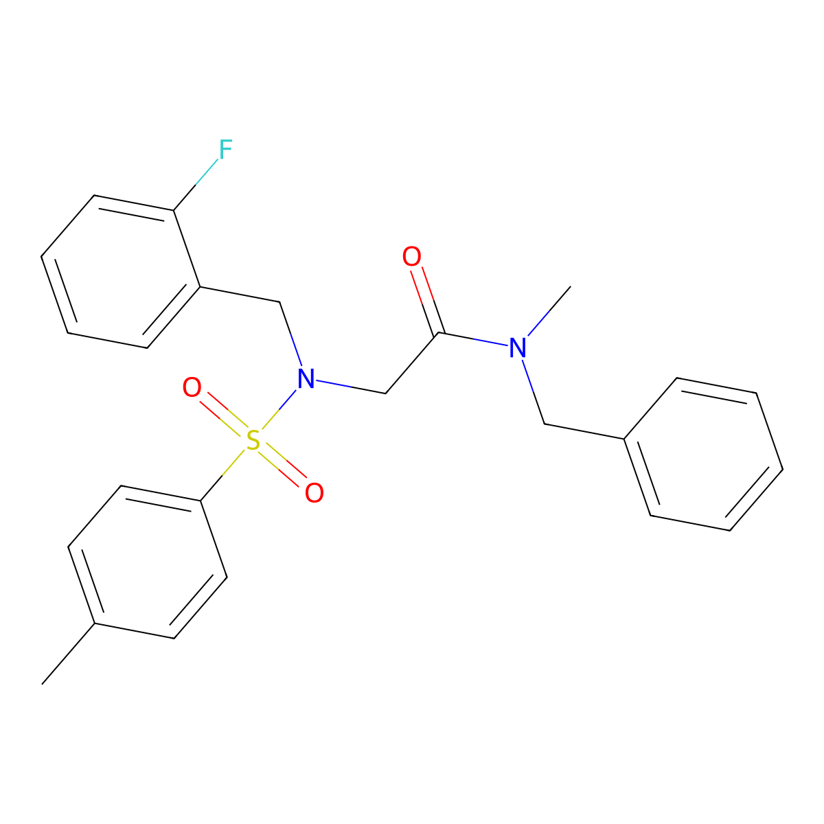 N-benzyl-2-[(2-fluorophenyl)methyl-(4-methylphenyl)sulfonylamino]-N-methylacetamide molecular structure, CAS 690669-75-1