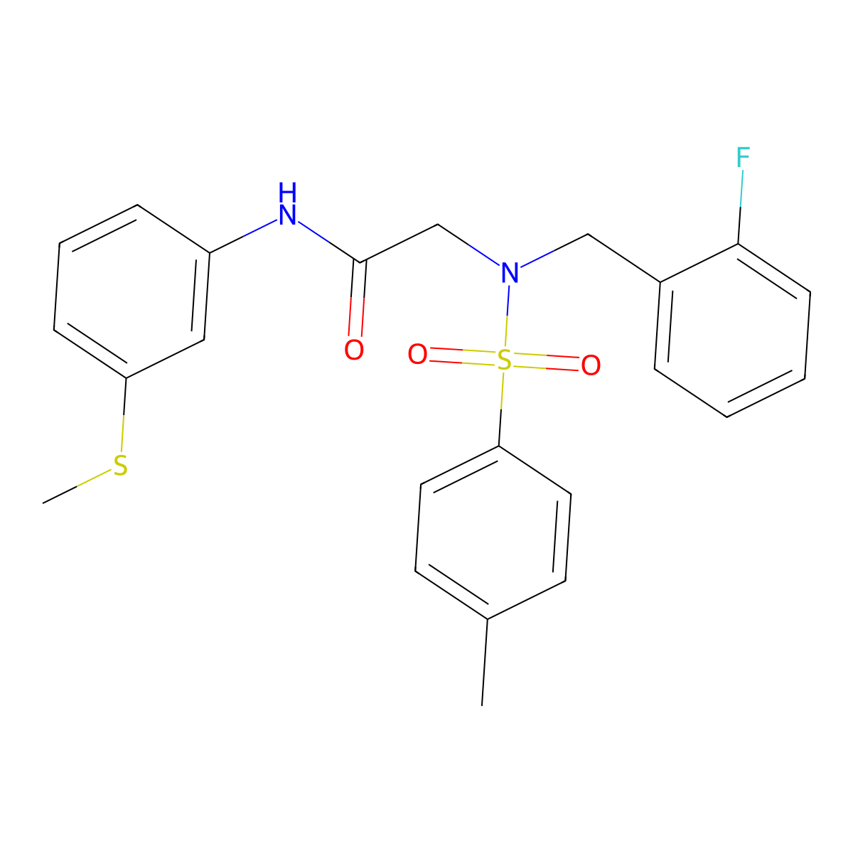 2-[(2-fluorophenyl)methyl-(4-methylphenyl)sulfonylamino]-N-(3-methylsulfanylphenyl)acetamide molecular structure, CAS 690671-05-7