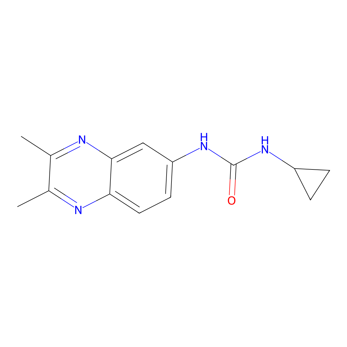 1-Cyclopropyl-3-(2,3-dimethylquinoxalin-6-yl)urea molecular structure, CAS 690671-27-3