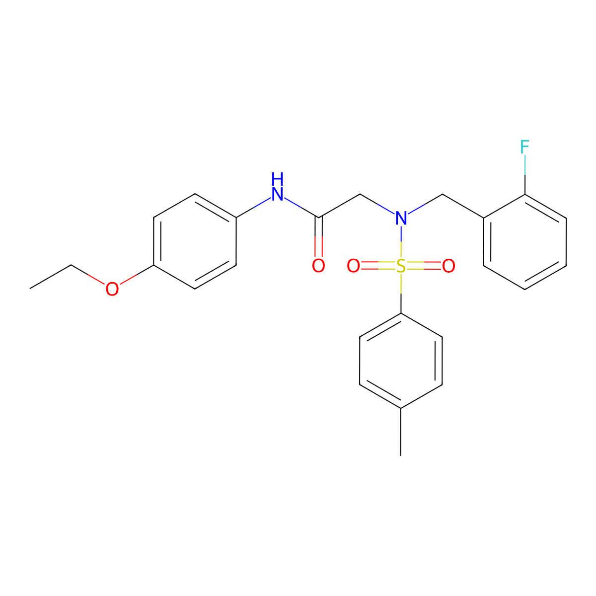 N-(4-ethoxyphenyl)-2-[(2-fluorophenyl)methyl-(4-methylphenyl)sulfonylamino]acetamide molecular structure, CAS 690671-80-8