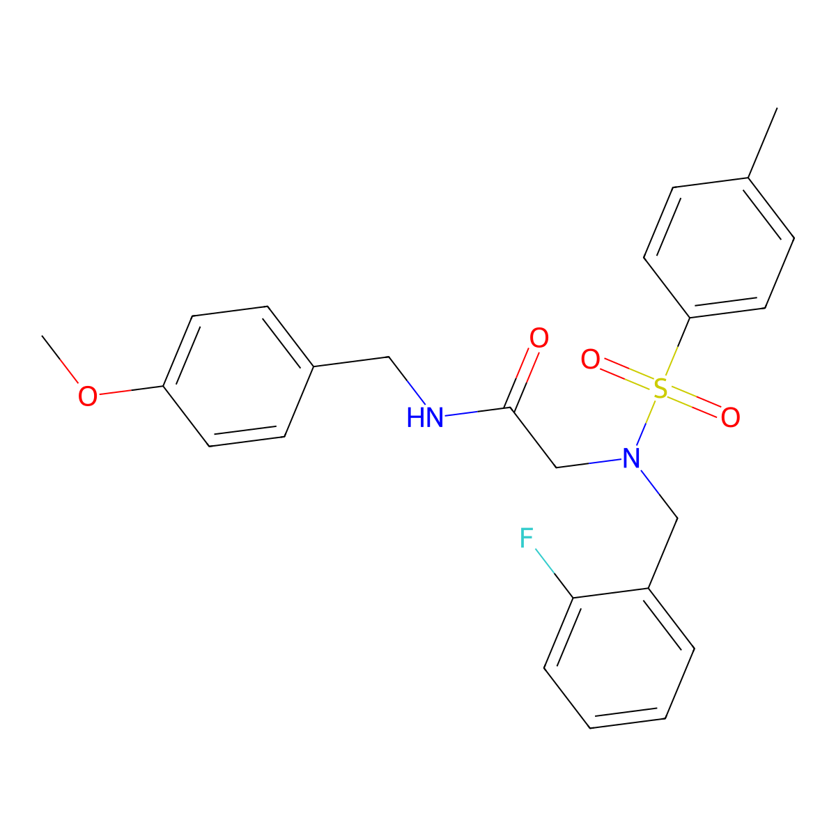 2-[(2-fluorophenyl)methyl-(4-methylphenyl)sulfonylamino]-N-[(4-methoxyphenyl)methyl]acetamide molecular structure, CAS 690671-82-0