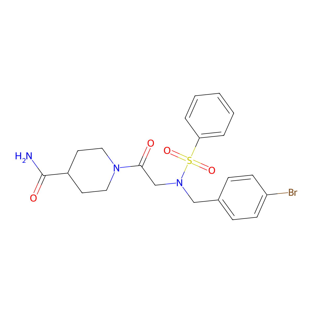 1-[N-(4-bromobenzyl)-N-(phenylsulfonyl)glycyl]piperidine-4-carboxamide molecular structure, CAS 690672-02-7