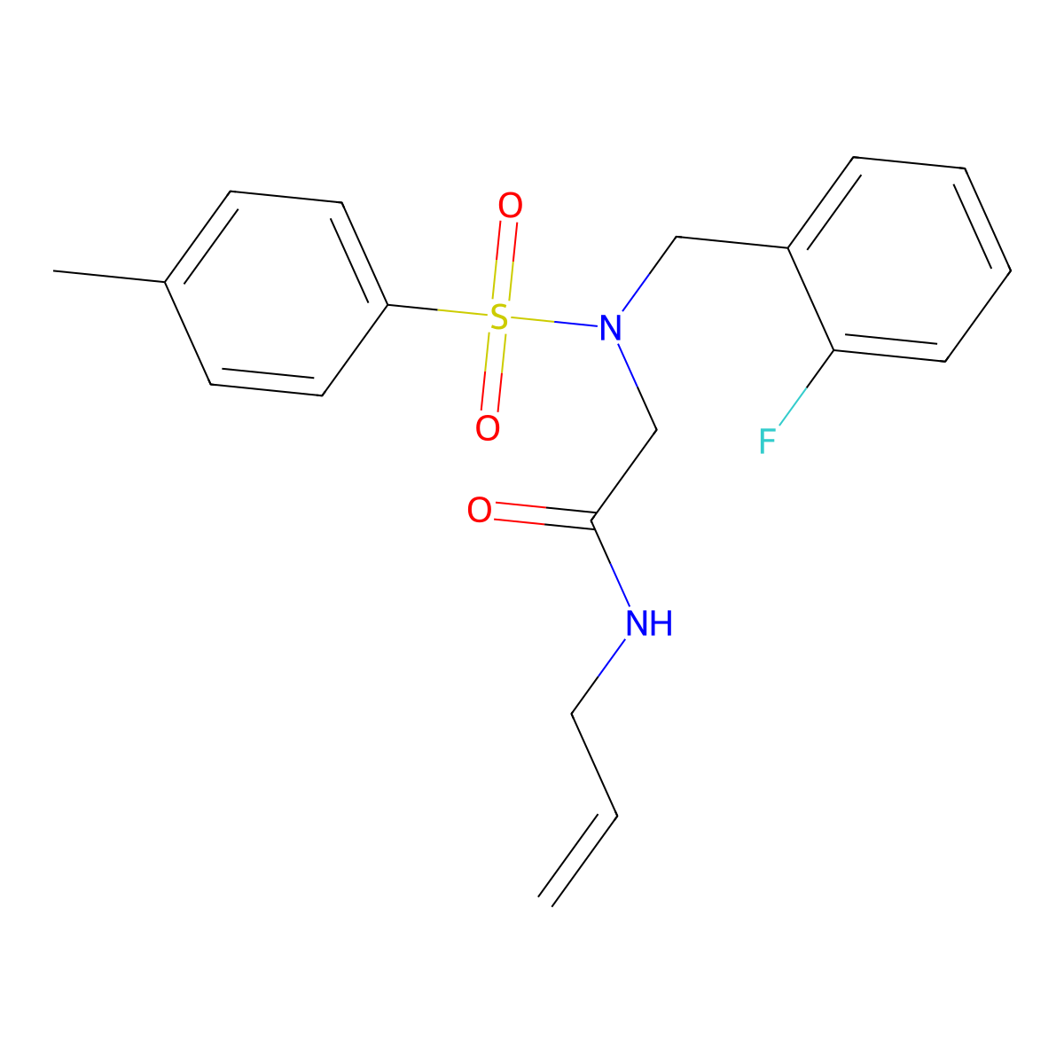 2-[(2-fluorophenyl)methyl-(4-methylphenyl)sulfonylamino]-N-prop-2-enylacetamide molecular structure, CAS 690672-20-9