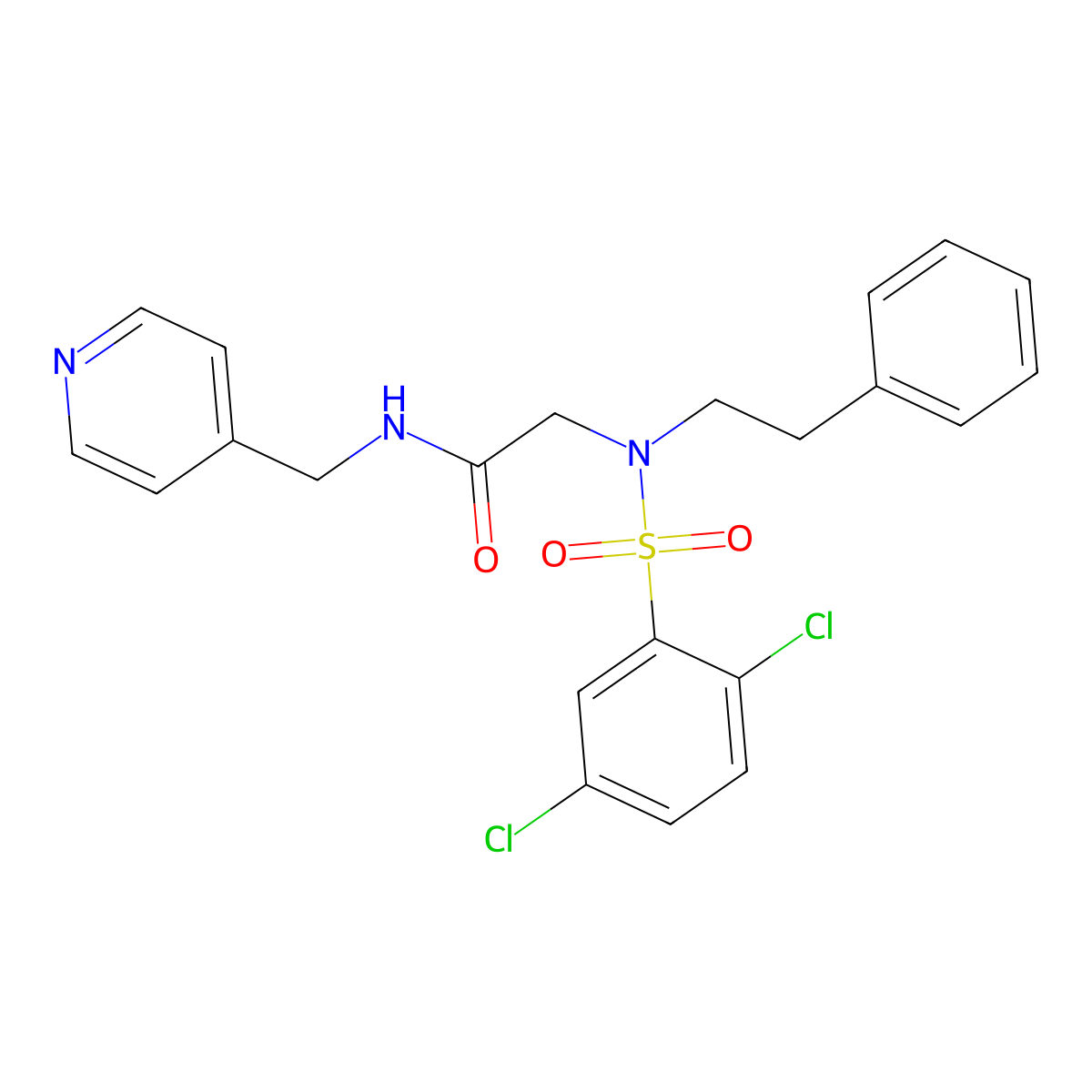 N~2~-[(2,5-dichlorophenyl)sulfonyl]-N~2~-(2-phenylethyl)-N-(pyridin-4-ylmethyl)glycinamide molecular structure, CAS 690672-48-1